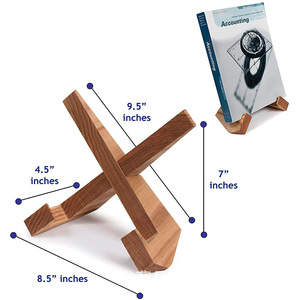 Étagère à recettes en bois en forme de X, bibliothèque multifonctionnelle, support de rangement de cuisine sur pied, couleur grain de bois - Product Image 5
