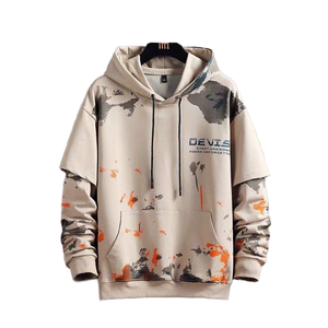 เสื้อฮู้ดผู้ชายไซส์ใหญ่ ผ้าหนา พิมพ์ลายตัวอักษร สไตล์สตรีทแฟชั่น ตัดต่อผ้าแบบแพทช์เวิร์ค ทรงหลวม แขนพอง  ฤดูใบไม้ร่วง 2023 - Product Image 1