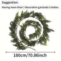 Ghirlanda Natalizia Artigianale in Stile Europeo, Pino Norfolk in Plastica, Decorazione Ignifuga ed Ecologica, Alimentata a Batteria