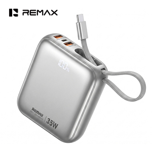 REMAX AS-181-35 10000mAh 20000mAh Power Bank PD 35W 45W Charge rapide <span class=keywords><strong>C</strong></span>âbles doubles intégrés Chargeur portable avec écran LED - Product Image 1