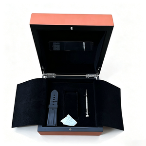 Estuche de Reloj Personalizado de Cuero Sintético, Forma Rectangular, Interior de Terciopelo, Cierre a Presión, Estuche Protector para Regalo, Naranja, Negro, Gris - Product Image 5
