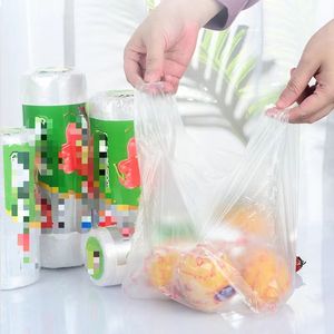 HC Transparente PE Biodegradable Side Gusset Chaleco Bolsas de compras en rollo Bolsa de camiseta de plástico para uso en supermercado y cocina - Product Image 2