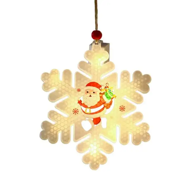 Classic Xmas Ornaments Hanging Wall Window Christmas Tree Snow Decorations LED Lights Snowflakes Luminous Pendants Ornaments