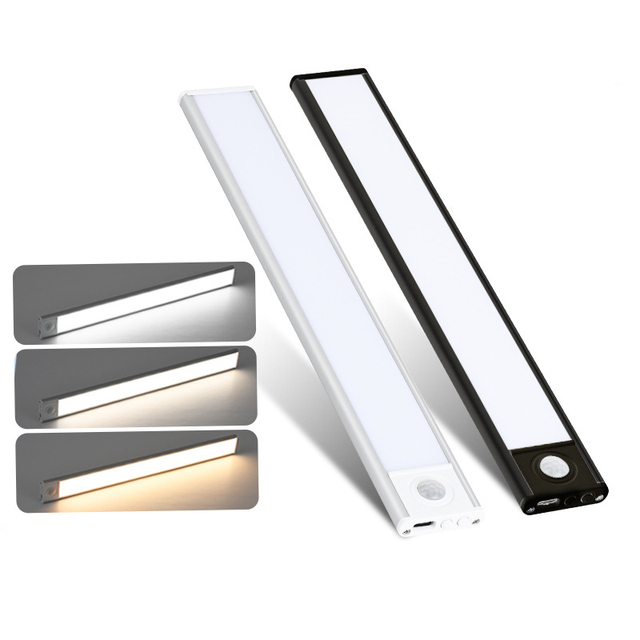 USB Rechargeable PIR Motion Sensor Night Lamp Warodrobe LED Cabinet Lights Wireless Kitchen Under Closet Cabinet Sensor Light