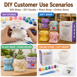 Kit de peinture DIY pour pot de fleurs en céramique en forme d'éléphant, 8 couleurs de peinture, artisanat artistique pour enfants, pot de fleurs, décoration de bureau, cadeau - Product Image 3