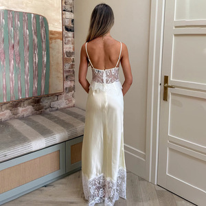 Abiti Eleganti da Donna con Scollo a V Profondo, Senza Maniche, <span class=keywords><strong>Sexy</strong></span>, con Allacciatura al Collo, Abito da Sera Estivo, Elegante <span class=keywords><strong>Vestito</strong></span> da Festa in Pizzo <span class=keywords><strong>Trasparente</strong></span> con Schiena Scoperta - Product Image 4