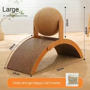 Venta al por mayor interactivo noria <span class=keywords><strong>gato</strong></span> rascador Bola de juguete de madera resistente al desgaste no desprendimiento autoentretenimiento juguete cuerda de sisal - Product Image 2