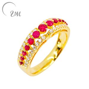 Anillo de plata 925 con circonita rubí y baño de oro de 18K de UM Jewelry, adecuado para hombres y mujeres, uso diario, regalo de aniversario de bodas, fiesta. - Product Image 1