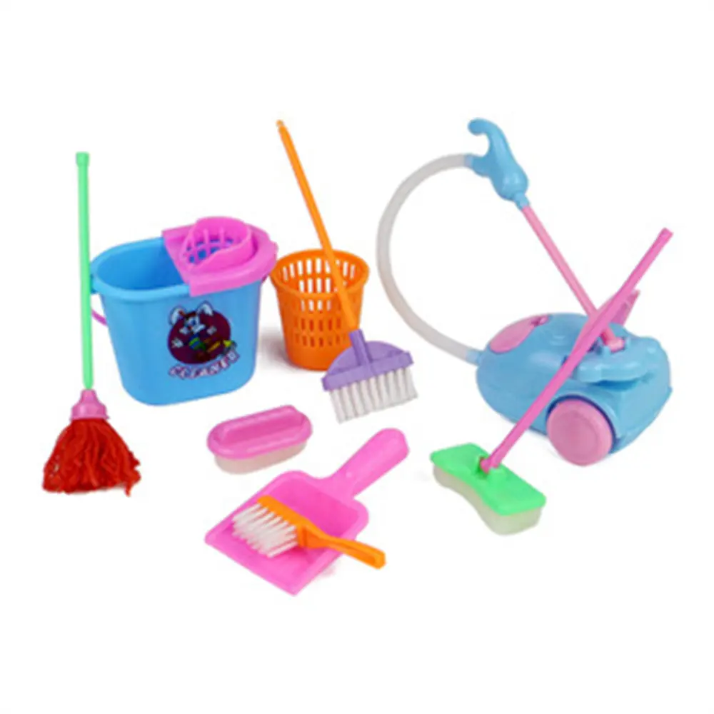Suchcute — outil de nettoyage de maison pour enfants filles, 9 pièces/ensemble, MIni accessoires de poupées
