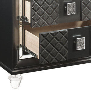 Metallic Grey 2-<b>drawer</b> Nightstand With Quilted Design And Crystal Feet - Product Image 5