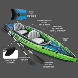 Kayak Inflable Doble de PVC, Bote de Pesca Reforzado, <span class=keywords><strong>Canoa</strong></span> para Exteriores - Product Image 5