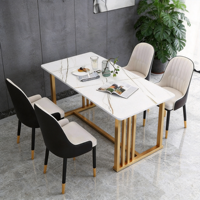 Table à manger en pierre frittée de luxe nordique - Ensemble table et chaises rectangulaire moderne pour petit appartement, réunion