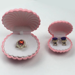 Caja de conchas de terciopelo rosa, joyería, anillos, pendientes, colgante, collar - Product Image 3
