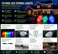 Guirlandes lumineuses à pixels en alliage d'aluminium Beamy LED IP67 WS2811 C9 RGB, DC12V, contrôle par application à distance, lumières de Noël extérieures permanentes