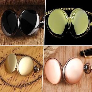 Montres de poche à quartz unisexes Besseron, style ancien, couleur antique, lumineuses, argentées, avec nouvelle chaîne dorée, pour hommes - Product Image 2