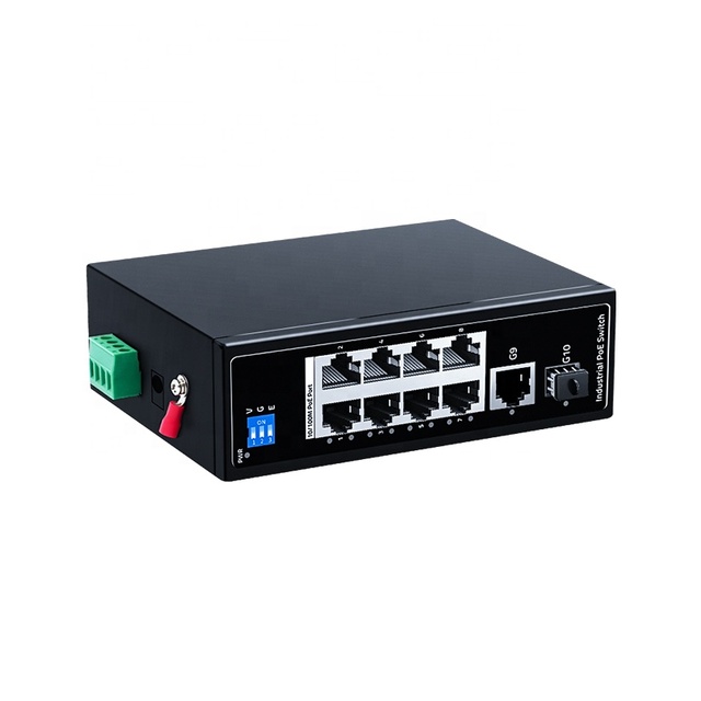 Industrial 10 Port Gigabit Uplink POE Switch 100Base-T Ethernet SFP DC 48-55V DIN Rail Wall-Mounted 100% Secure 5.6Gbps Capacity