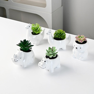 <span class=keywords><strong>Vaso</strong></span> <span class=keywords><strong>in</strong></span> Ceramica Bianca per <span class=keywords><strong>Piante</strong></span> Succulente, Design Creativo a Forma di Dinosauro, per Esportazione - Product Image 3