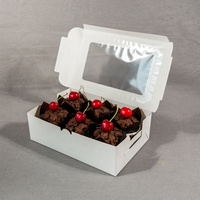 Emballages personnalisés pour desserts, boîtes en carton pour boulangerie, avec fenêtres, matériaux recyclés, pelliculage mat, contenants en vrac pour gâteaux et pâtisseries, CMYK
