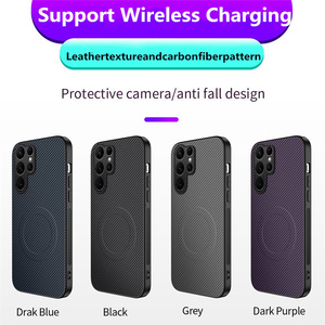 <span class=keywords><strong>Coque</strong></span> de téléphone en fibre de carbone avec texture en placage, anti-chute, charge magnétique sans fil pour <span class=keywords><strong>Samsung</strong></span> Galaxy A37/A57/A17/A07/A73/M80S/A90/M55 - Product Image 1