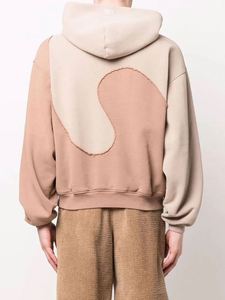High Quality Streetwear 100% Cotton Unisex <b>Hoodies</b> Custom Logo Oversized Drop Shoulder Stitching Color <b>Hoodies</b> <b>Men</b> - Product Image 4