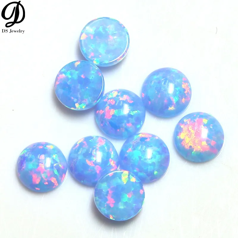 Fire opal round cabochon flat back lab grow opal stone price