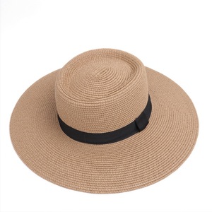Boater <b>Straw</b> <b>Hat</b> Natural Grass Wide Brim Unisex Beach Sun Protection <b>Hat</b> Adult Summer Outdoor Wear - Product Image 3