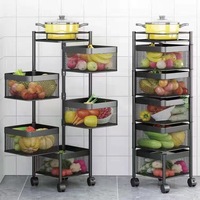 Eenlaags PP+Koolstofstaal keukenkar met rolwagensysteem voor fruit, snacks, groenten en boodschappenopslag - Zwart/Wit