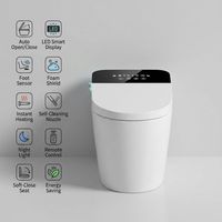 WC intelligent monobloc avec ouverture/fermeture automatique, capteur de pied, chasse d'eau, siège chauffant et bidet électrique