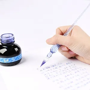 2024 Unique Handmade Hourglass Glass Dip Pen Calligraphy Ink Pen Write Smoothly Art Supplies Set For Beginners