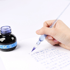 2025 Unique fait à la main sablier verre Dip stylo <span class=keywords><strong>calligraphie</strong></span> stylo à encre écrire en douceur Art fournitures ensemble pour les débutants - Product Image 1