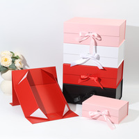 Kotak Hadiah Kaku Ramah Lingkungan dengan Penutup Magnetik, Laminasi Matt, Lapisan Spons, Warna Solid, Pita, Bingkai Foto