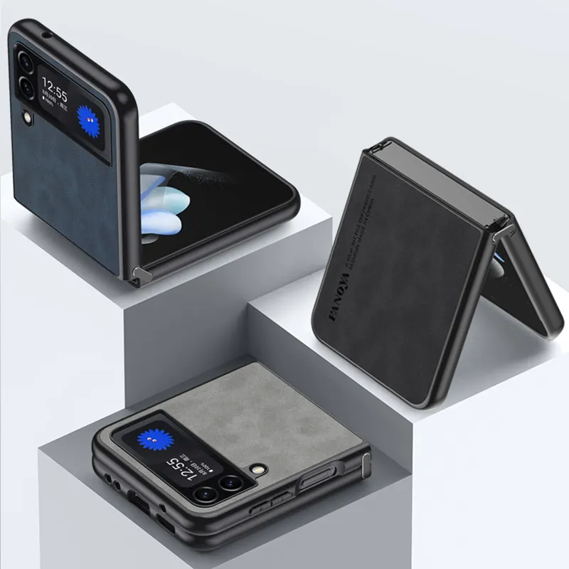 Housse de téléphone portable rigide en cuir antichoc élégant pour Samsung Galaxy Z Flip 3 4 Z Fold 2, nouvelle collection 2022