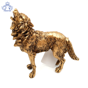 Statue de loup bronzé au sol, Figurine décorative, zèbre, animaux de la vie sauvage, pour cabine rustique, <span class=keywords><strong>Totem</strong></span> intelligentes, cadeau d'art à collectionner - Product Image 4