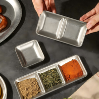 Plat à condiments carré en acier inoxydable pour sauce soja, coupelle à trempette pour fondue, assiette à gril coréenne, plat à collation de cuisine