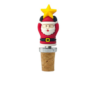 Santa Claus Cork <b>Stoppers</b> Wine Bottle <b>Stopper</b> PVC Christmas Decorative <b>Stopper</b> With Star Design For Holiday Gift - Product Image 2