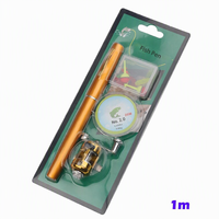 Canne à pêche Meiyu Fountain Pen Ocean Boat, ensemble mini portable 5 sections (canne + moulinet + accessoires + ligne) 1 mètre, type action rigide