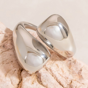 Stainless Steel <b>Ring</b> Geometric Open Design Silver Unisex Fashion Jewelry - Product Image 2