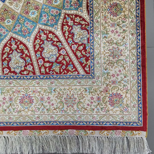 พรมไหมเปอร์เซียแบบผูกปมมือ,พรมทอมือ Qum Medallion สีแดง4X6พรมทอมือสำหรับห้องนอน - Product Image 4