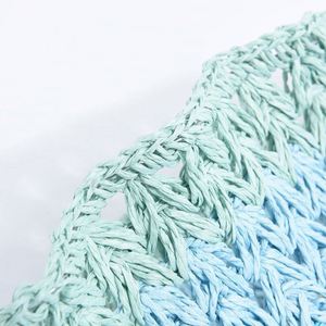 Nouveau Chapeau Bob en Paille Crocheté à la Main pour Femme, Couleurs Dégradées Arc-en-ciel, Collection Été 2025 - Product Image 4