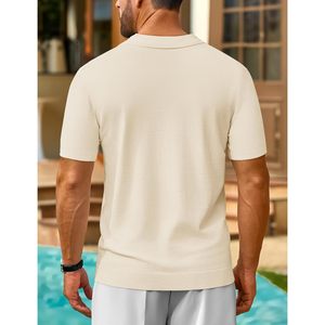 Cotrasen-Camisas de polo de punto oscuro para hombre, camisetas ajustadas de manga corta con cuello, patrón sólido, polos de golf de talla grande ODM Spandex - Product Image 6
