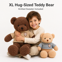 En gros, Grand ours en peluche mignon avec vêtements, coussin Teddy, cadeau d'anniversaire unisexe, en polyester doux, jouet animal en peluche