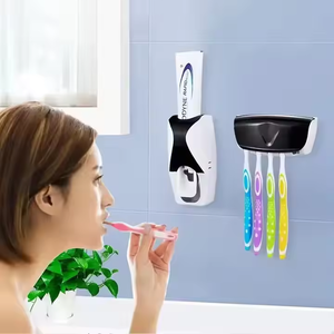 Dispensador automático de pasta de dientes sin perforaciones, el más vendido, soporte adhesivo de pared para cepillos de dientes y pasta de dientes, soportes para cepillos de dientes eléctricos - Product Image 3