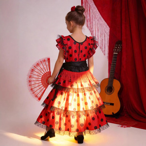 <span class=keywords><strong>Robe</strong></span> de danse évasée à pois pour filles, costume d'Halloween et de carnaval, style <span class=keywords><strong>flamenco</strong></span> espagnol, en polyester - Product Image 4