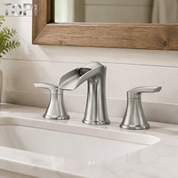 Robinet de salle de bain en acier inoxydable à double poignée, mitigeur chaud/froid, robinets durables chromés pour lavabo