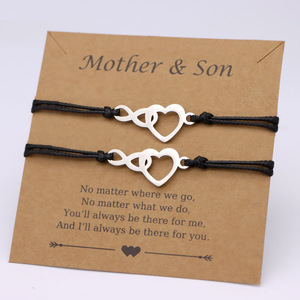 Braccialetti in Acciaio Inox per Madre Figlia <span class=keywords><strong>Figlio</strong></span> con Charm a Farfalla Cuore Soffione Infinito Bracciali Intrecciati per Coppie - Product Image 1