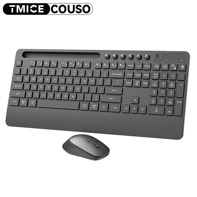2.4G Ergonomic Wireless Computer Keyboard with Phone Tablet Holder Office Keyboard with Wrist Rest Silent Taclado Y Mouse