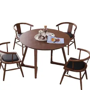 Set tavolo da pranzo rotondo in legno MDF per set di 6 sedie da pranzo rotonde in legno