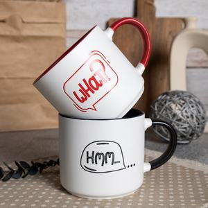 Tazze Creative in ceramica opaca per uso quotidiano interno ed <span class=keywords><strong>esterno</strong></span> doppio colore glassa testo stampato caffè e <span class=keywords><strong>set</strong></span> da tè - Product Image 5