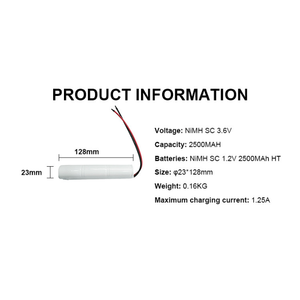 Paquete de Baterías Recargables de Níquel OEM de 3.6V y 2500mAh para Soluciones de Energía e Instrumentos Personalizados - Product Image 2