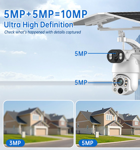 ICam + Kamera Cctv 360 derajat, kamera keamanan tenaga surya pintar HD perbesaran 50X PTZ lensa ganda lensa ganda